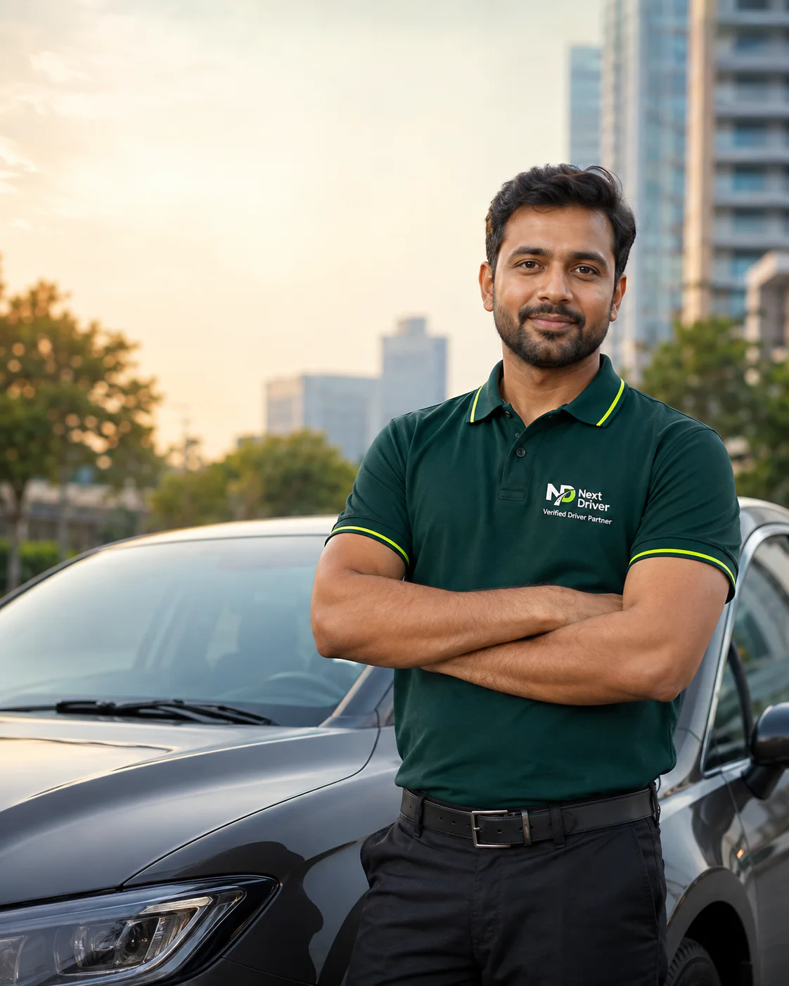 A professional Next Driver Partner ready to help with a city journey